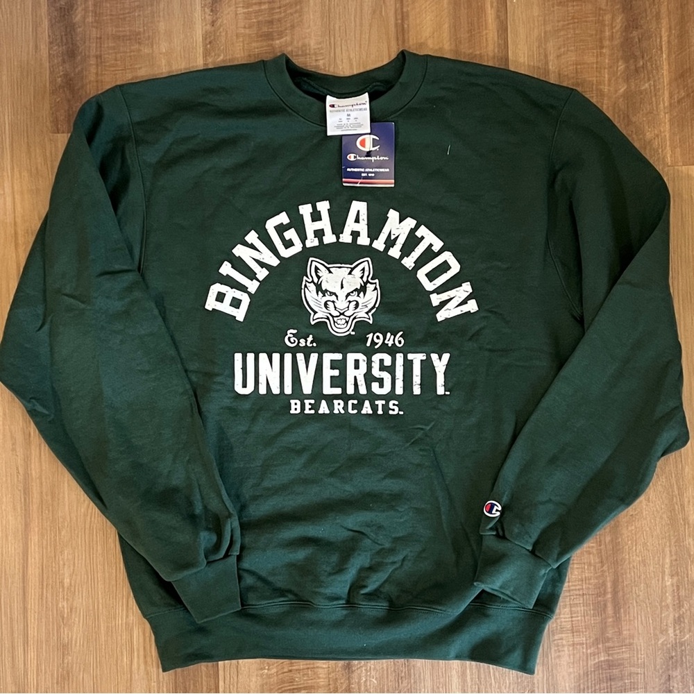 Champion Men's Green Binghamton University Crewneck Sweater